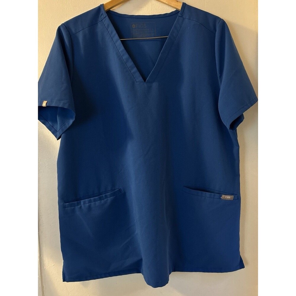 Figs Technical Casma Three-Pocket Scrub Top V Neck Blue FW1100 Women's Size XL